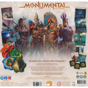 Dos boîte de l'extension Monumental Lost Kingdoms pour le jeu de société Monumental