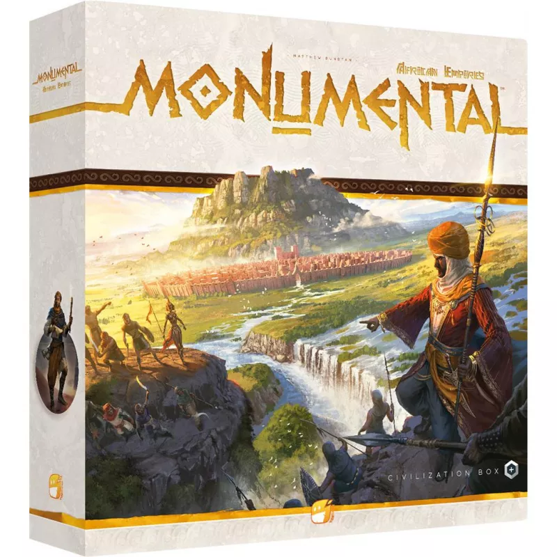 Boîte de l'extension Monumental African Empires pour le jeu de société Monumental