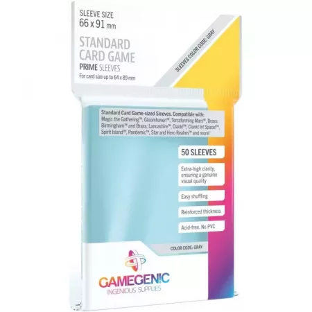 Gamegenic : 50 sleeves Prime Gray (66x91)