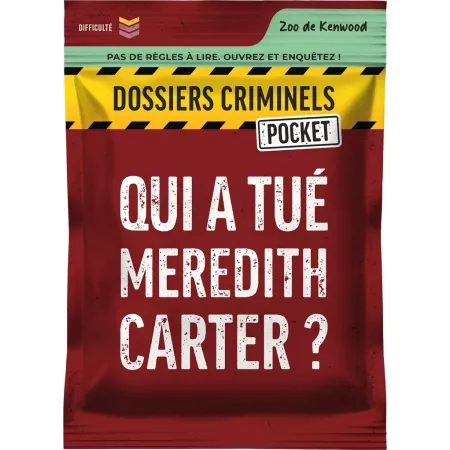 Jeu d'enquête - Dossiers Criminels Pocket - Qui a tué Meredith Carter ? - En Quête de Jeux