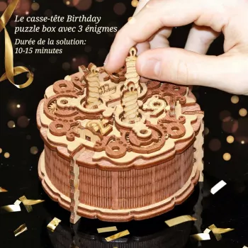 Casse-tête de type boîte-cadeau thème gâteau d'anniversaire