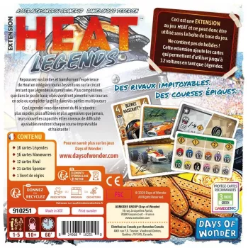 Extension Legends pour le jeu Heat. En Quête de Jeux