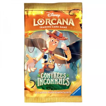 Booster du jeu de cartes à collectionner Disney Lorcana chapitre 12 contrées inconnues