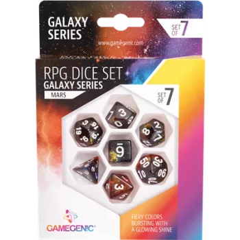 Lot de 7 Dés pour jeux de rôle. Finition Mars