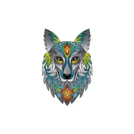 Rainbow Wooden Puzzle : Loup - En quête de jeux