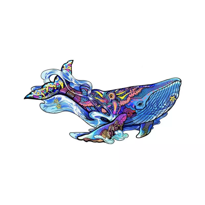 Rainbow Wooden Puzzle : Baleine - En quête de jeux