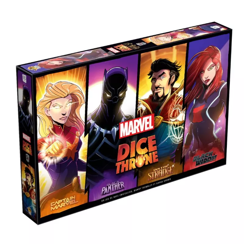 Jeu d'affrontement - Dice Throne Marvel : Black Panther, Captain Marvel, Black Widow, Dr Strange - En quête de jeux Jeu d'affrontement - Dice Throne Marvel : Black Panther, Captain Marvel, Black Widow, Dr Strange - En quête de jeux