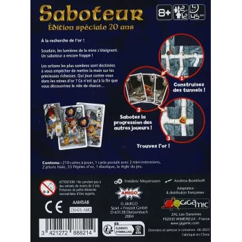 Jeu de bluff à rôles cachés - Saboteur Edition spéciale 20 ans - En Quête de Jeux