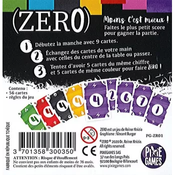 Jeu de cartes/ réflexion Zéro - En Quête de Jeux