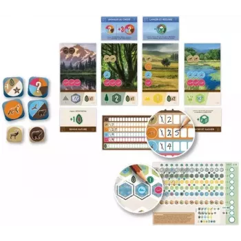 Jeu de roll and write - Cascadia Rolling : Prairies - En quête de jeux